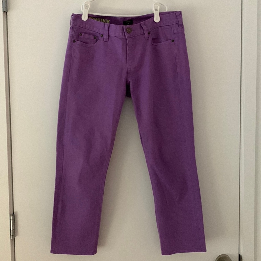 J Crew purple matchstick ankle jean